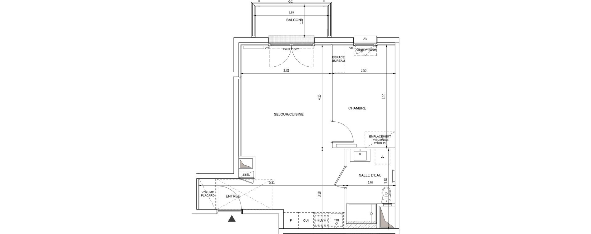 Appartement T2 de 43,74 m2 &agrave; Chilly-Mazarin Croix blanche - cardinal - bel abord