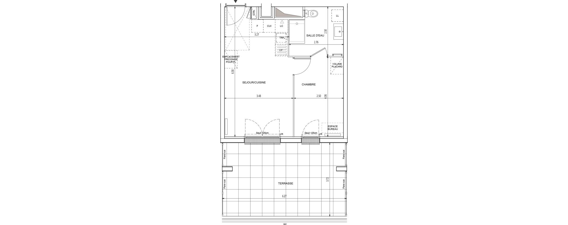 Appartement T2 de 37,45 m2 &agrave; Chilly-Mazarin Croix blanche - cardinal - bel abord