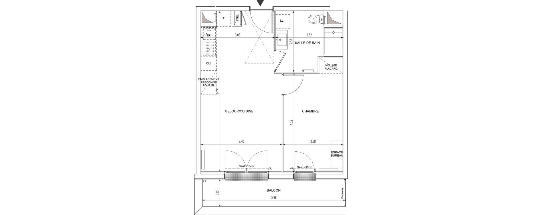 Appartement T2 de 38,35 m2 &agrave; Chilly-Mazarin Croix blanche - cardinal - bel abord