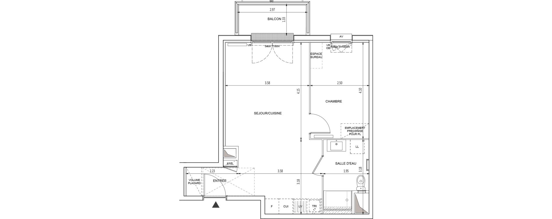 Appartement T2 de 43,74 m2 &agrave; Chilly-Mazarin Croix blanche - cardinal - bel abord