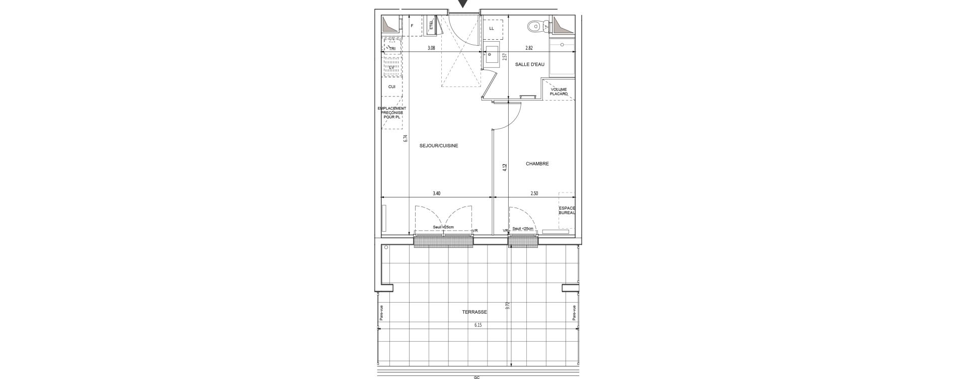 Appartement T2 de 38,35 m2 &agrave; Chilly-Mazarin Croix blanche - cardinal - bel abord