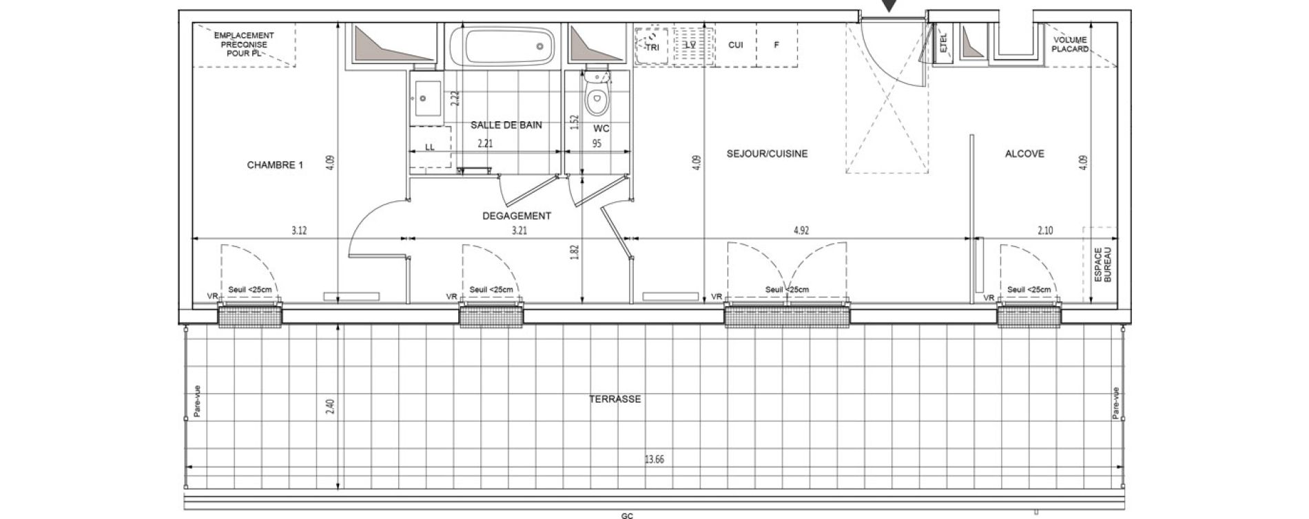 Appartement T2 de 51,71 m2 &agrave; Chilly-Mazarin Croix blanche - cardinal - bel abord