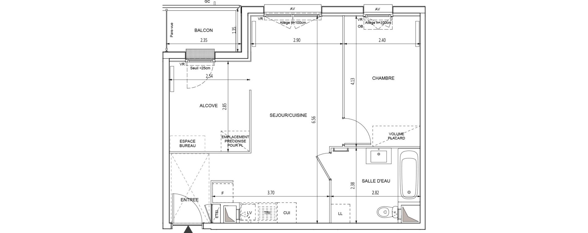 Appartement T2 de 46,53 m2 &agrave; Chilly-Mazarin Croix blanche - cardinal - bel abord