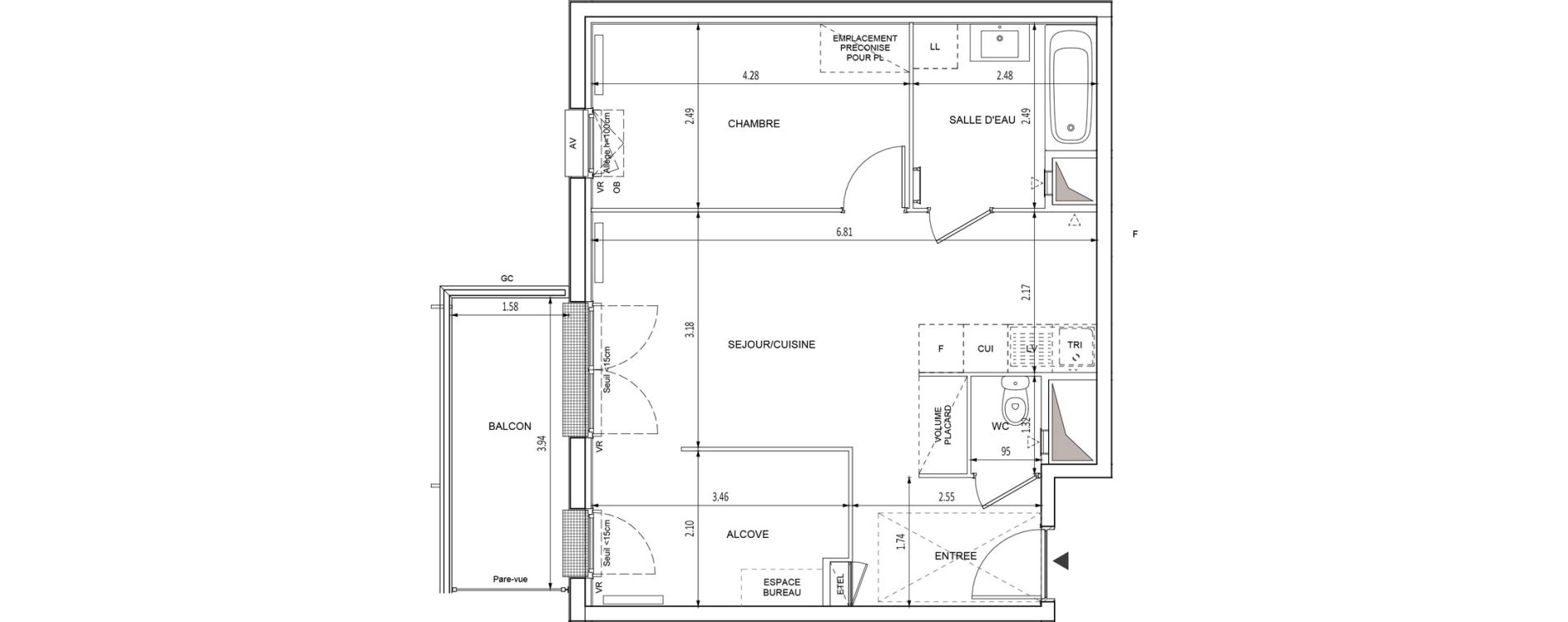 Appartement T2 de 49,54 m2 &agrave; Chilly-Mazarin Croix blanche - cardinal - bel abord