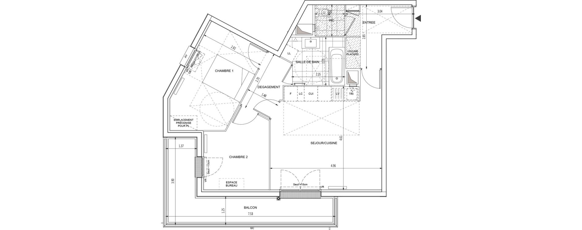 Appartement T3 de 62,07 m2 &agrave; Chilly-Mazarin Croix blanche - cardinal - bel abord