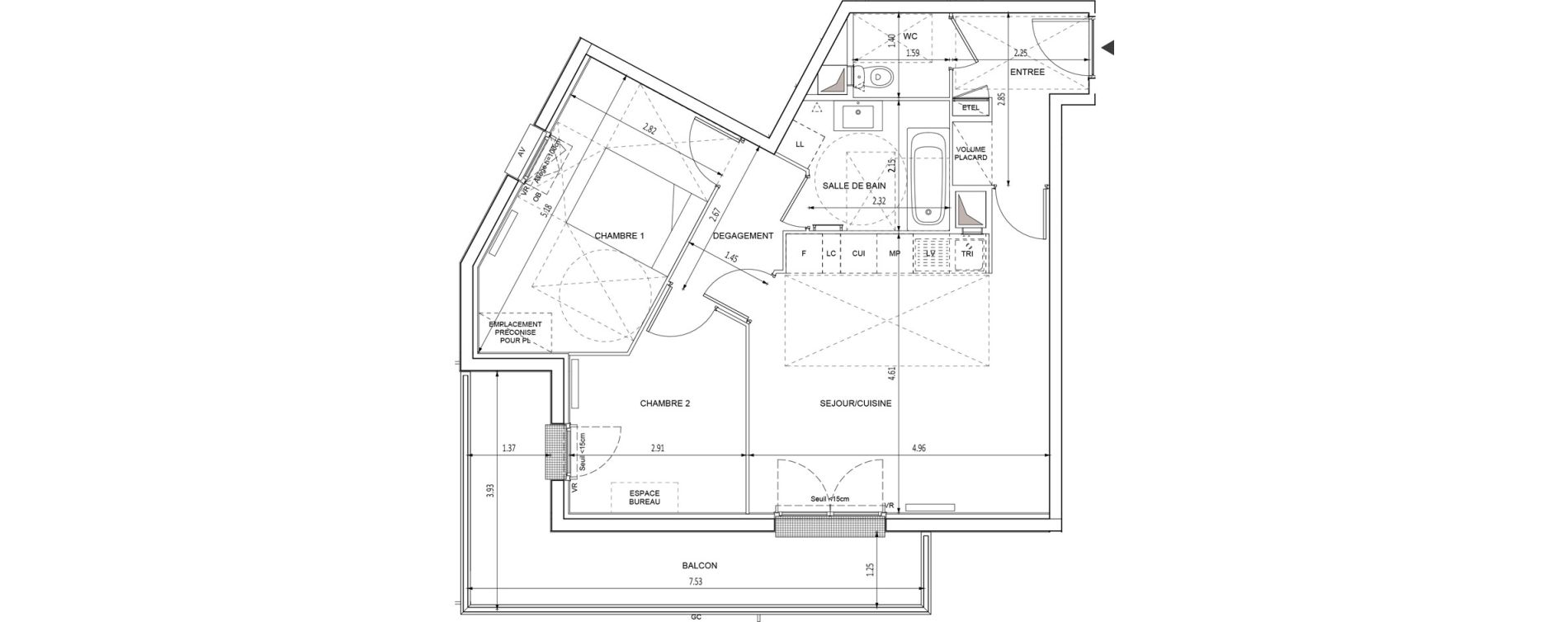 Appartement T3 de 61,48 m2 &agrave; Chilly-Mazarin Croix blanche - cardinal - bel abord