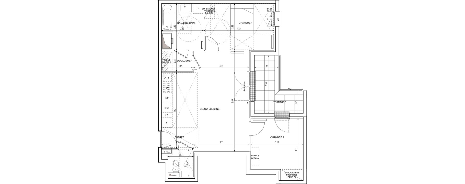 Appartement T3 de 62,88 m2 &agrave; Chilly-Mazarin Croix blanche - cardinal - bel abord