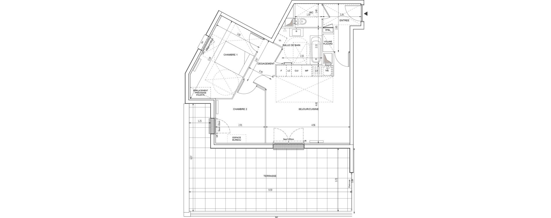 Appartement T3 de 61,47 m2 &agrave; Chilly-Mazarin Croix blanche - cardinal - bel abord