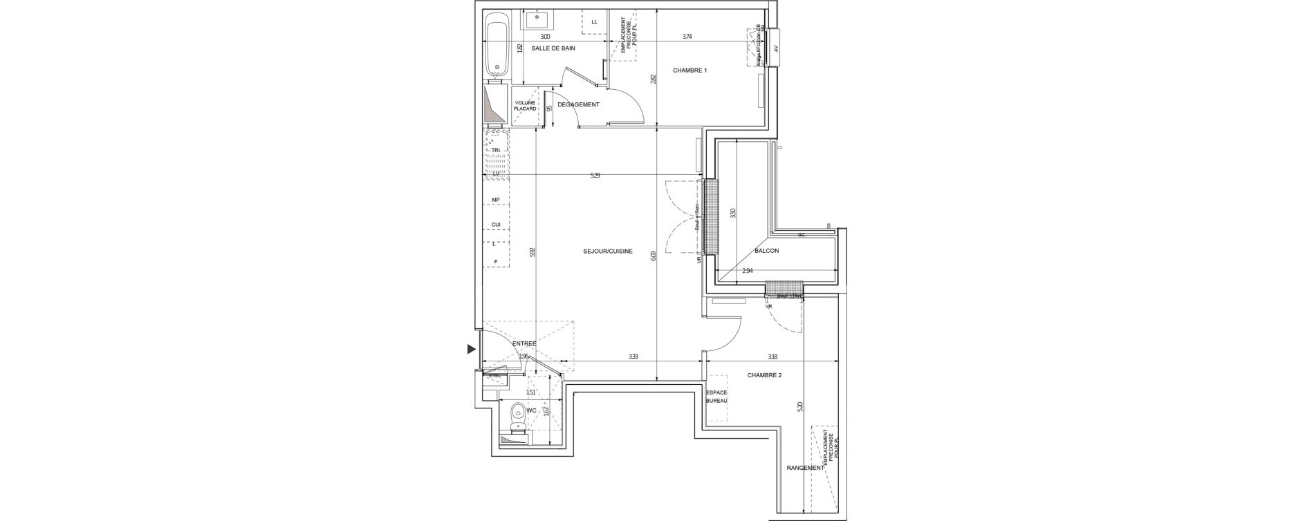 Appartement T3 de 64,99 m2 &agrave; Chilly-Mazarin Croix blanche - cardinal - bel abord