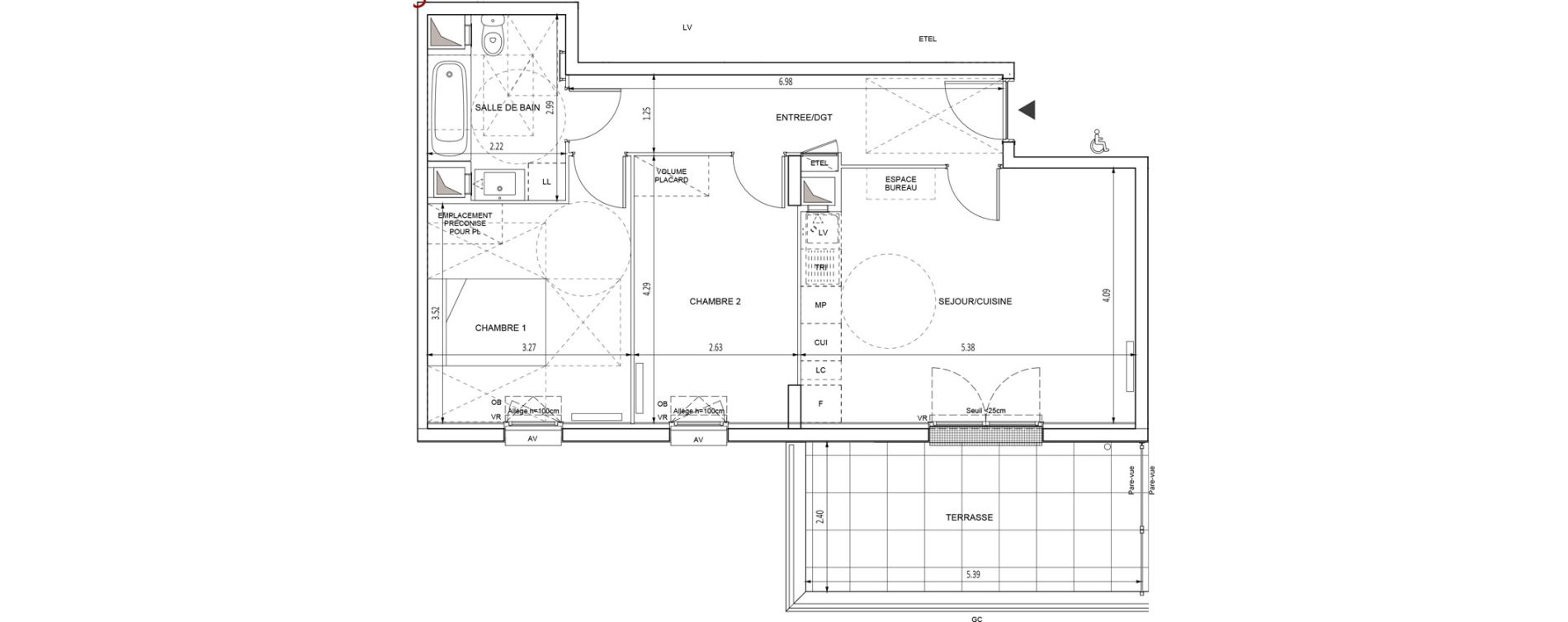 Appartement T3 de 59,88 m2 &agrave; Chilly-Mazarin Croix blanche - cardinal - bel abord