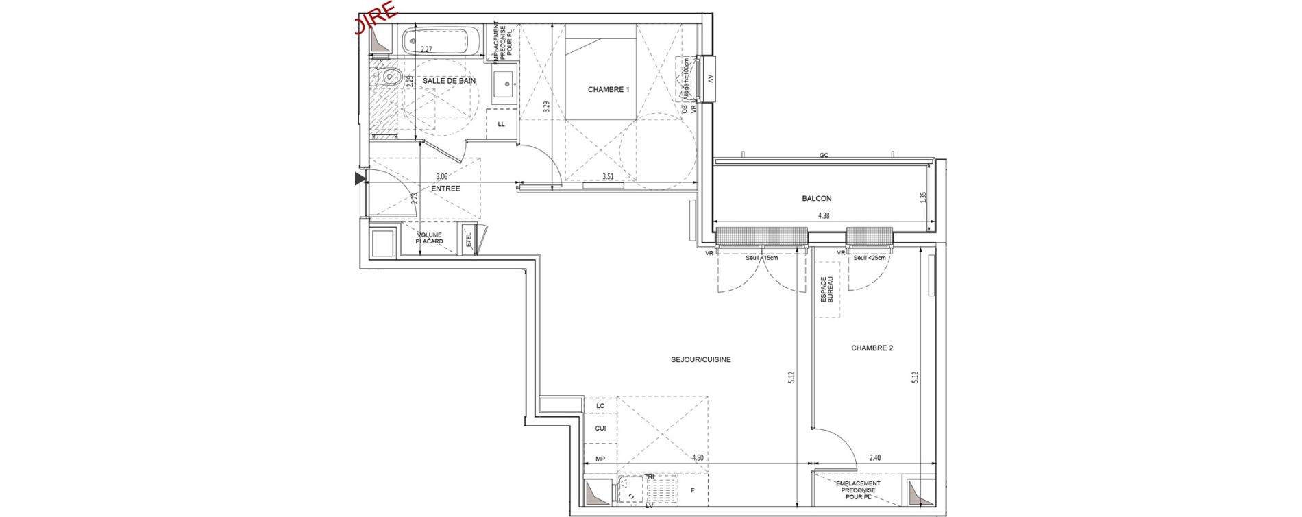 Appartement T3 de 64,60 m2 &agrave; Chilly-Mazarin Croix blanche - cardinal - bel abord