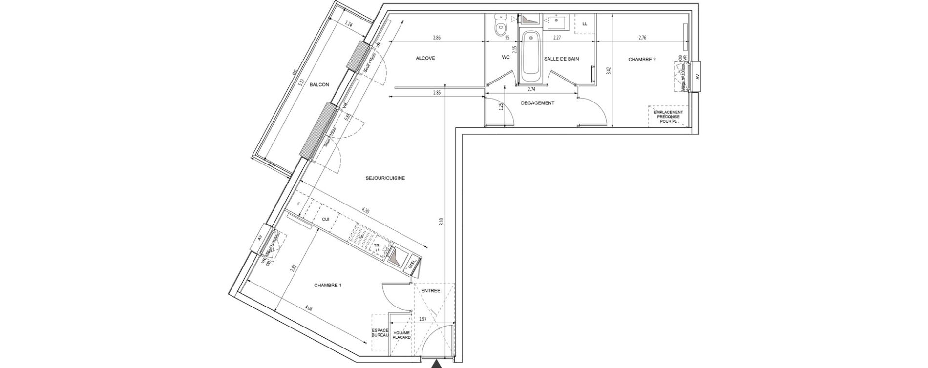 Appartement T3 de 66,29 m2 &agrave; Chilly-Mazarin Croix blanche - cardinal - bel abord