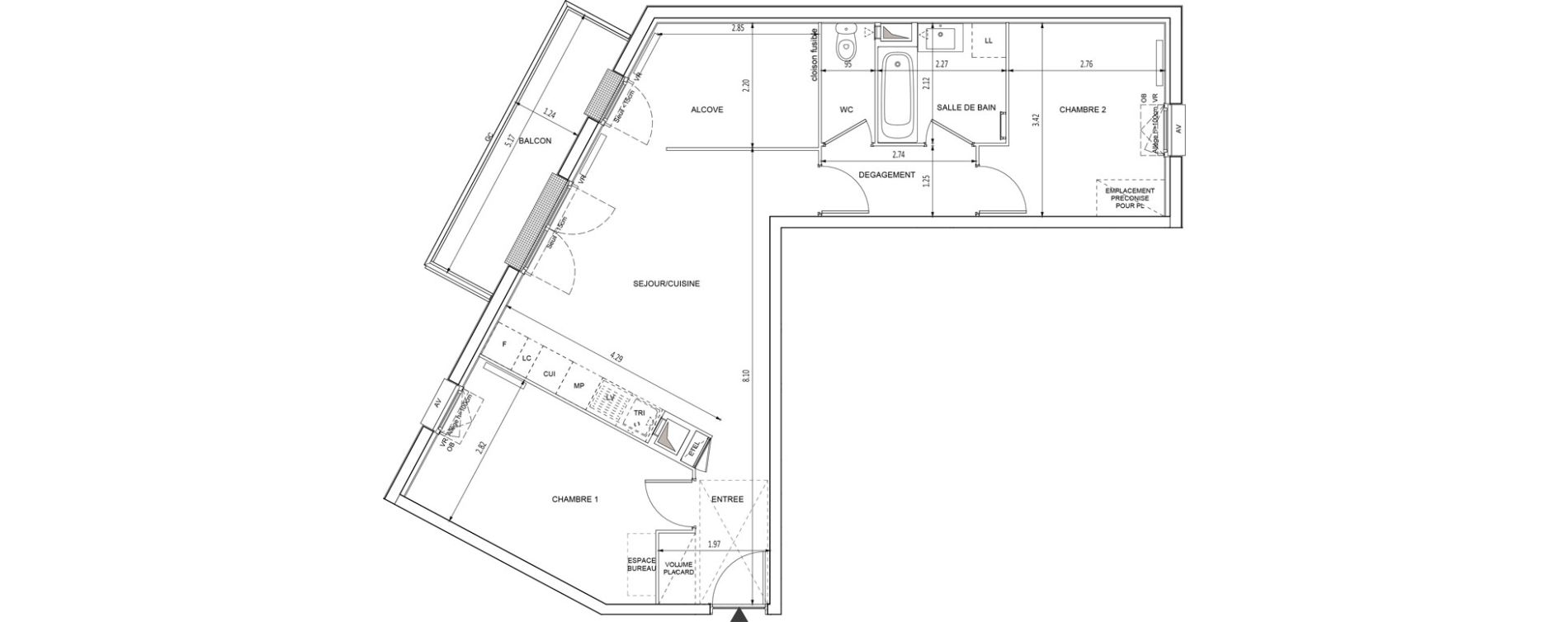 Appartement T3 de 66,29 m2 &agrave; Chilly-Mazarin Croix blanche - cardinal - bel abord