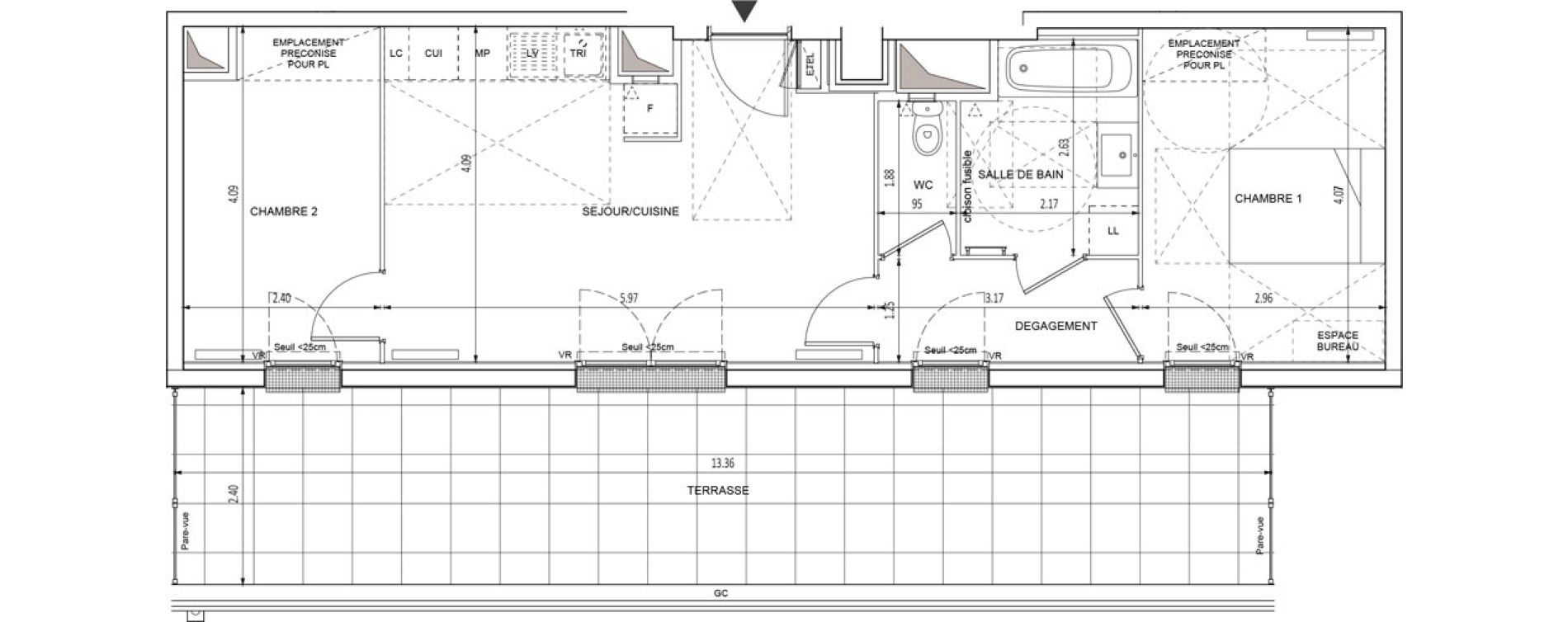 Appartement T3 de 55,30 m2 &agrave; Chilly-Mazarin Croix blanche - cardinal - bel abord