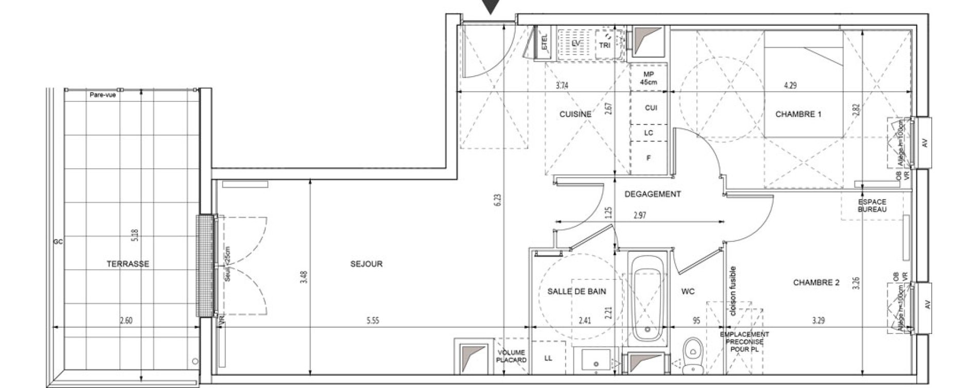 Appartement T3 de 62,10 m2 &agrave; Chilly-Mazarin Croix blanche - cardinal - bel abord