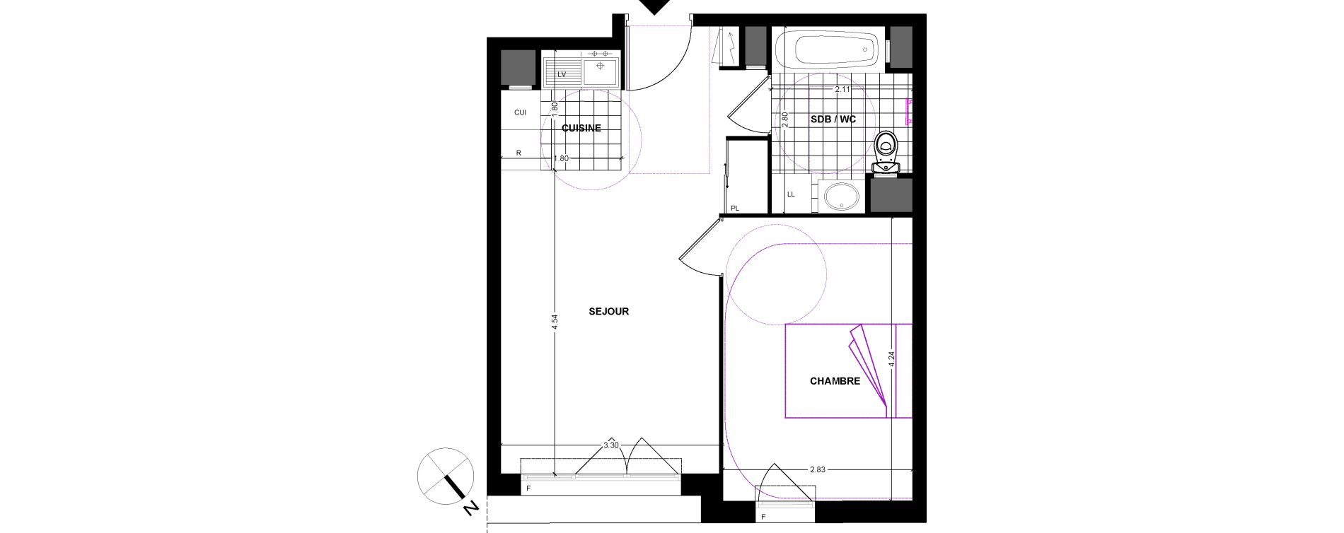Appartement T2 de 39,55 m2 &agrave; Chilly-Mazarin Centre