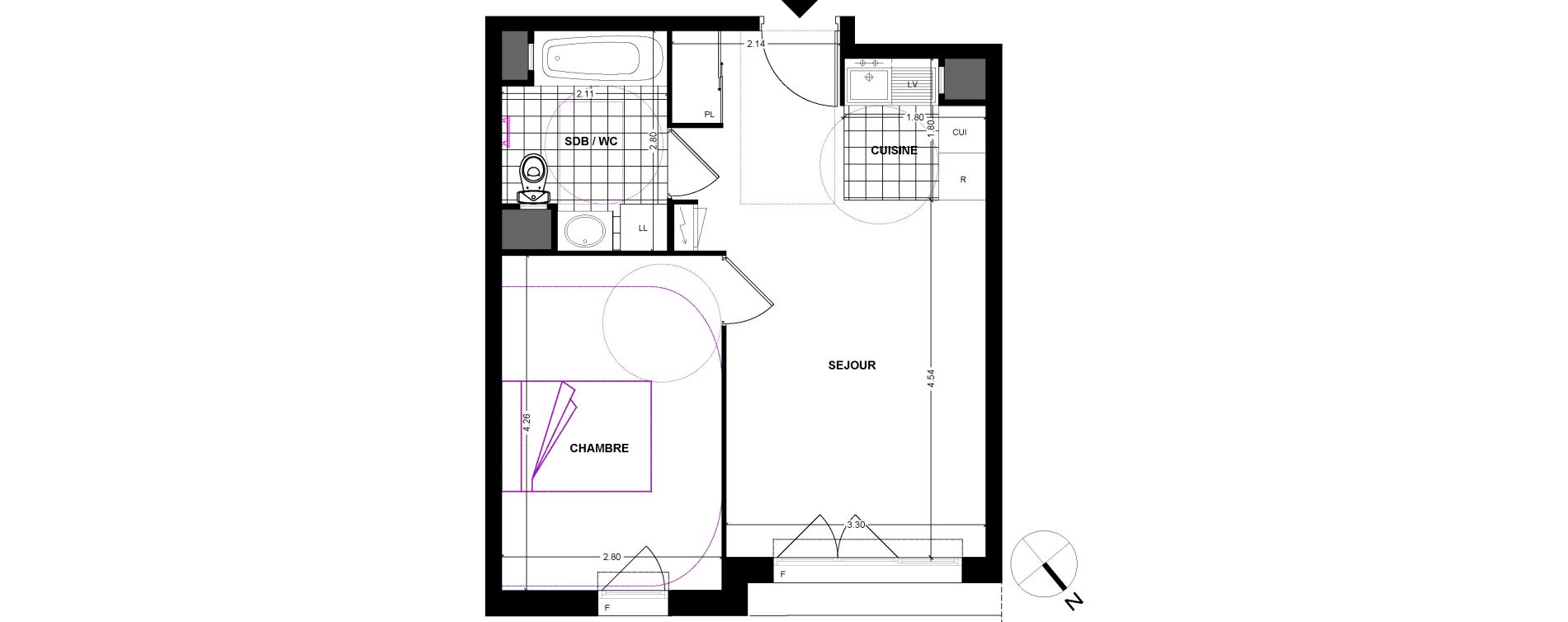Appartement T2 de 39,83 m2 &agrave; Chilly-Mazarin Centre