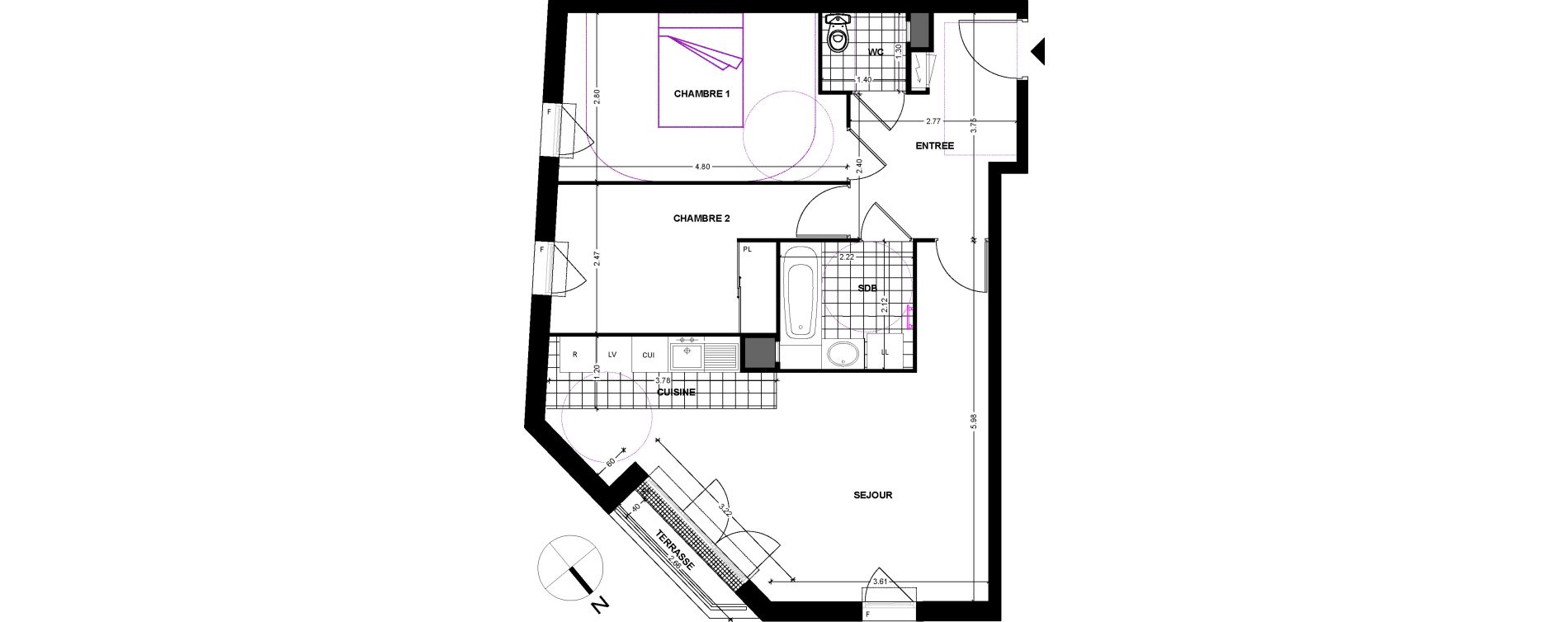 Appartement T3 de 63,68 m2 &agrave; Chilly-Mazarin Centre
