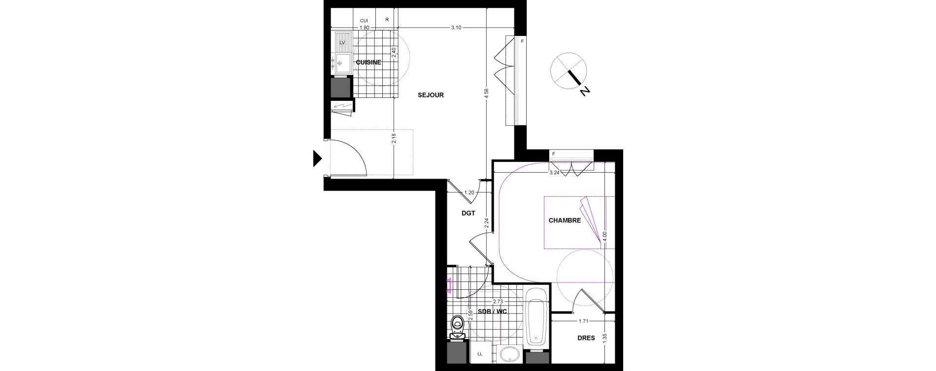 Appartement T2 de 44,00 m2 &agrave; Chilly-Mazarin Centre