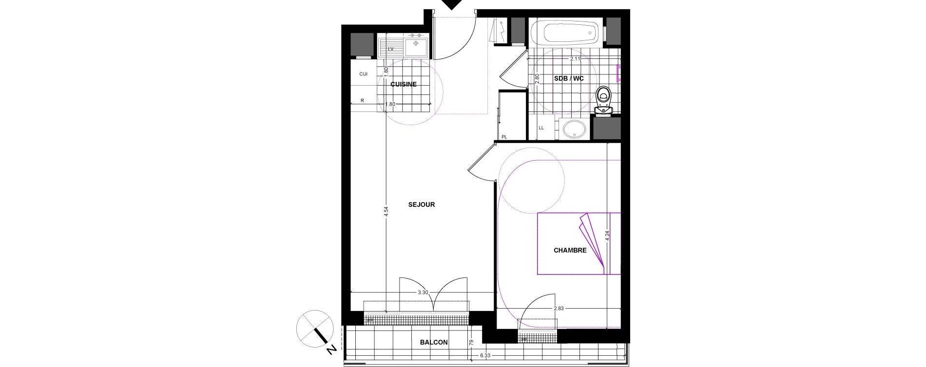 Appartement T2 de 39,55 m2 &agrave; Chilly-Mazarin Centre