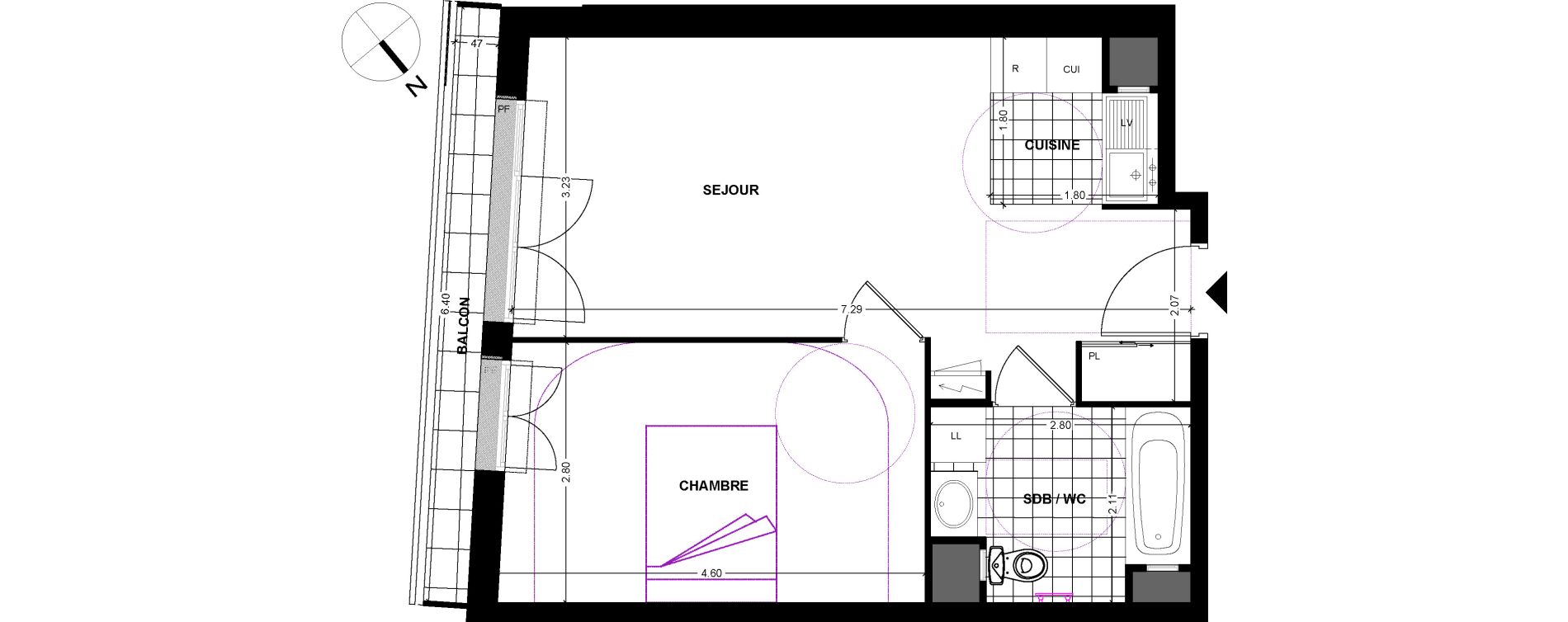 Appartement T2 de 41,75 m2 &agrave; Chilly-Mazarin Centre