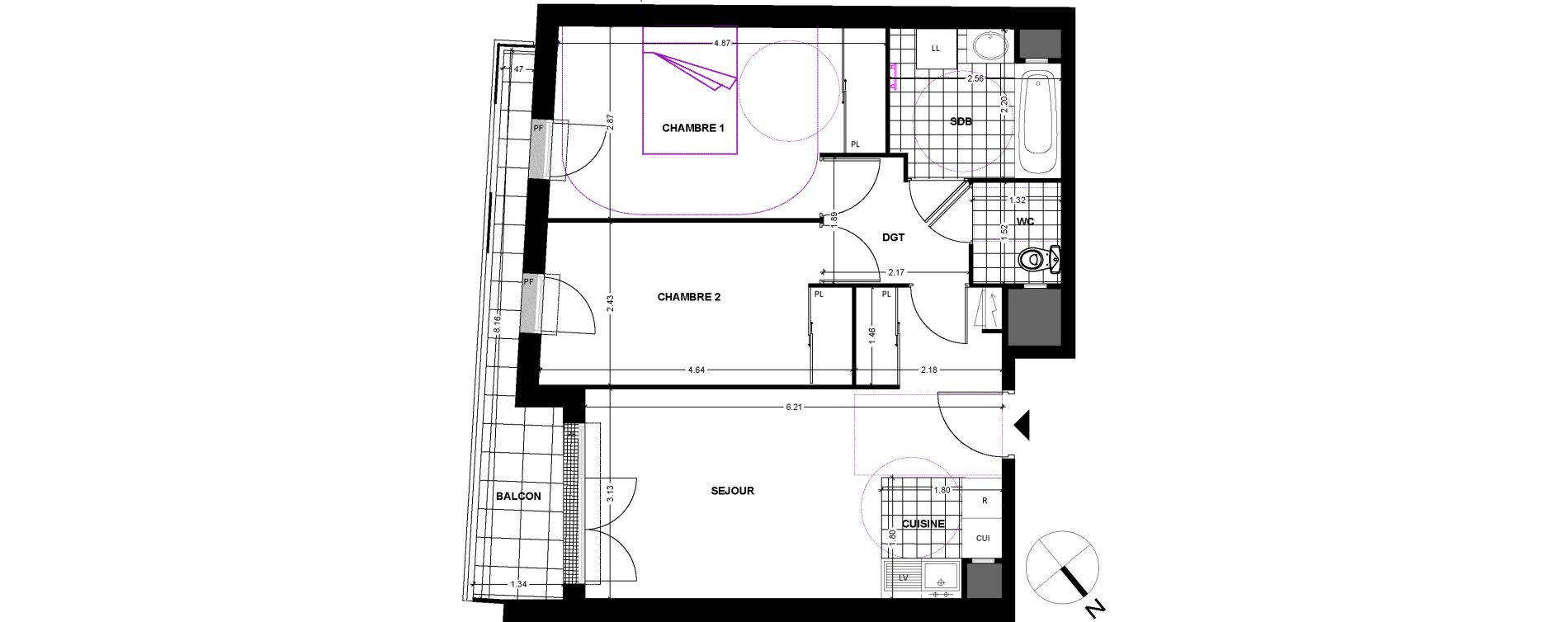 Appartement T3 de 57,03 m2 &agrave; Chilly-Mazarin Centre