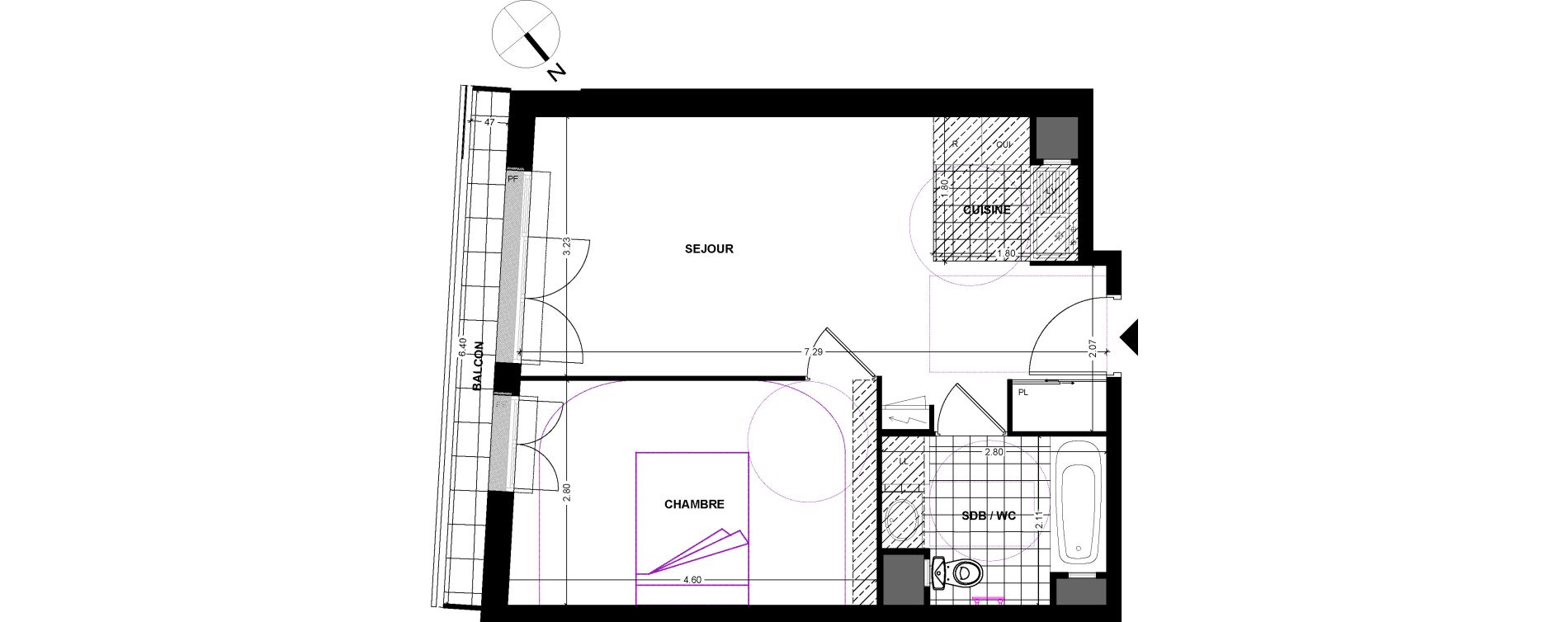 Appartement T2 de 41,75 m2 &agrave; Chilly-Mazarin Centre