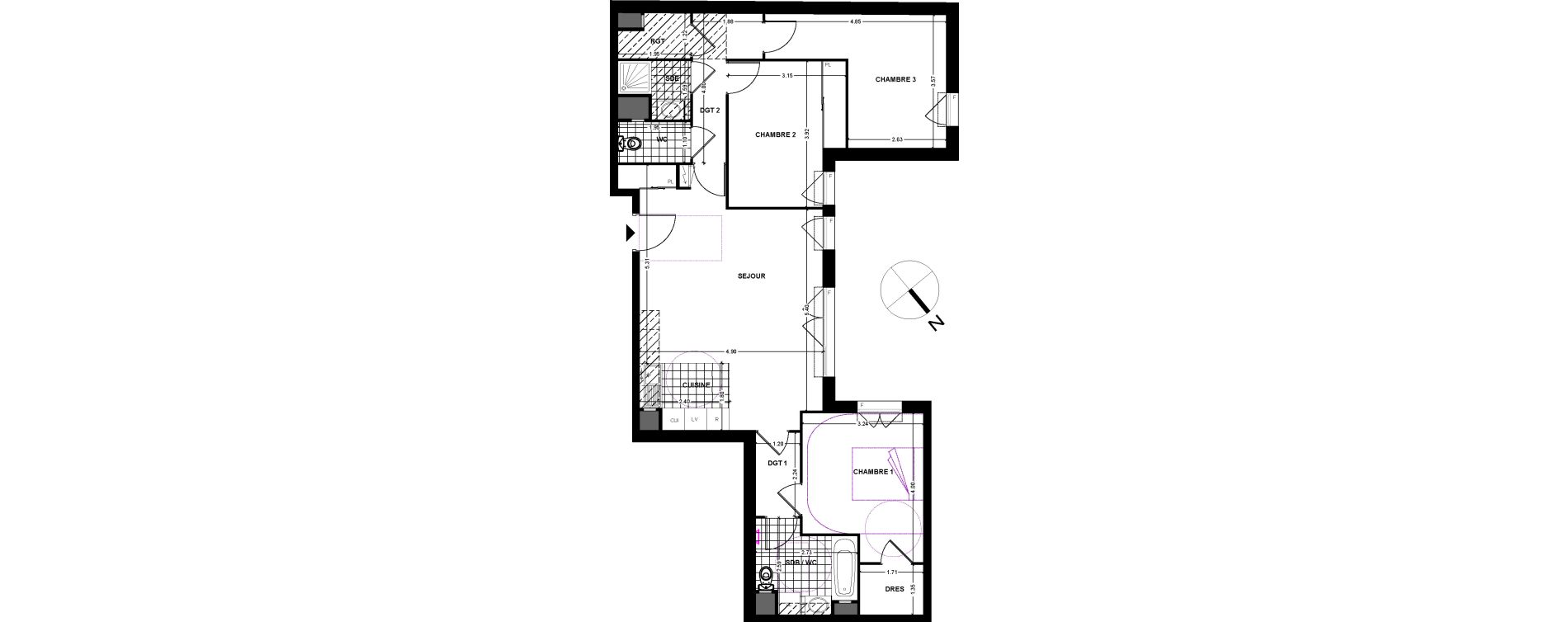 Appartement T4 de 88,63 m2 &agrave; Chilly-Mazarin Centre