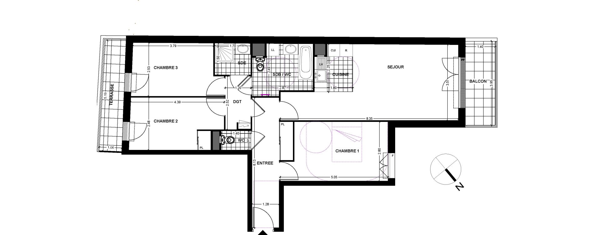 Appartement T4 de 81,39 m2 &agrave; Chilly-Mazarin Centre