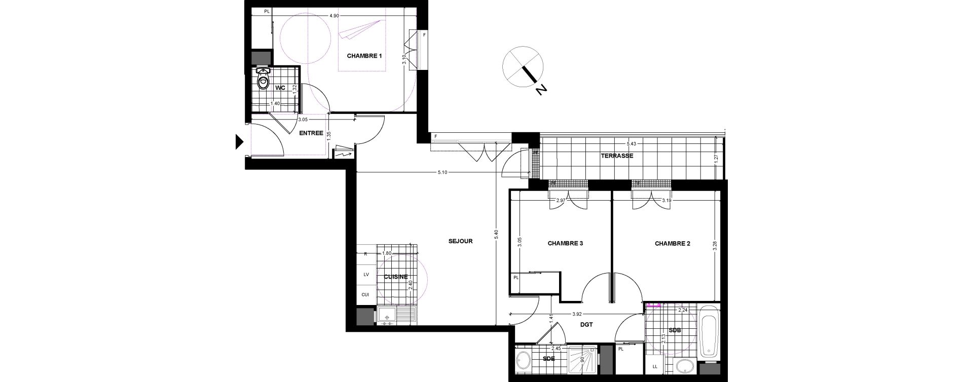 Appartement T4 de 77,25 m2 &agrave; Chilly-Mazarin Centre