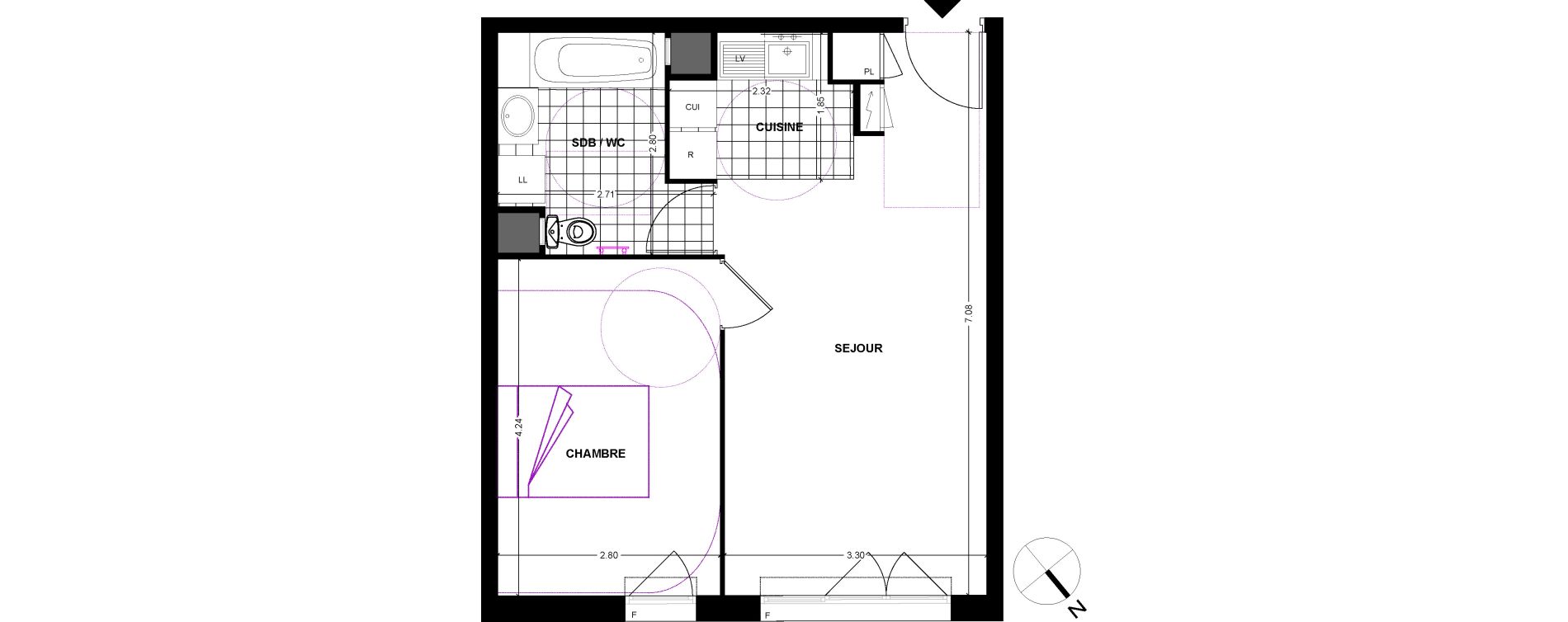 Appartement T2 de 42,03 m2 &agrave; Chilly-Mazarin Centre