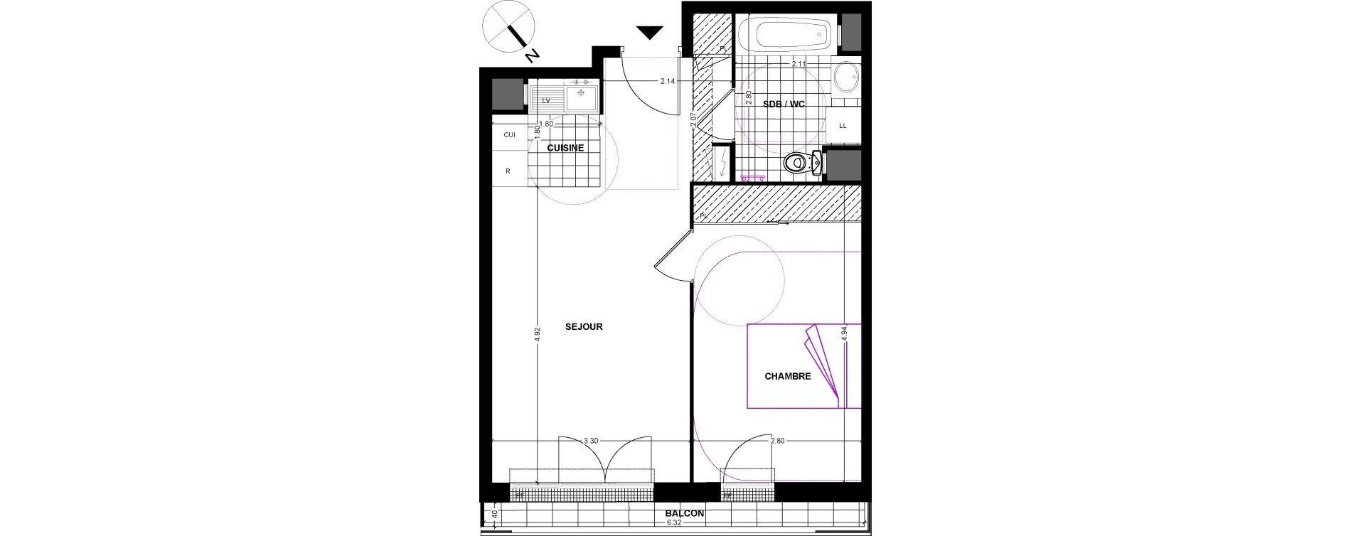 Appartement T2 de 43,03 m2 &agrave; Chilly-Mazarin Centre