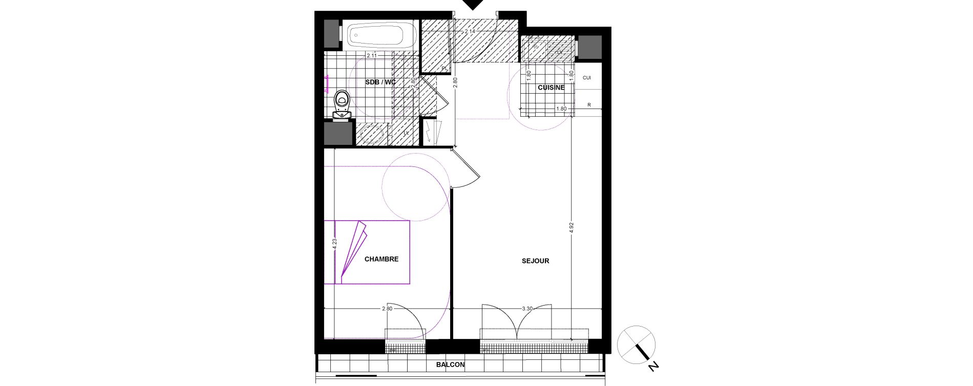 Appartement T2 de 41,03 m2 &agrave; Chilly-Mazarin Centre