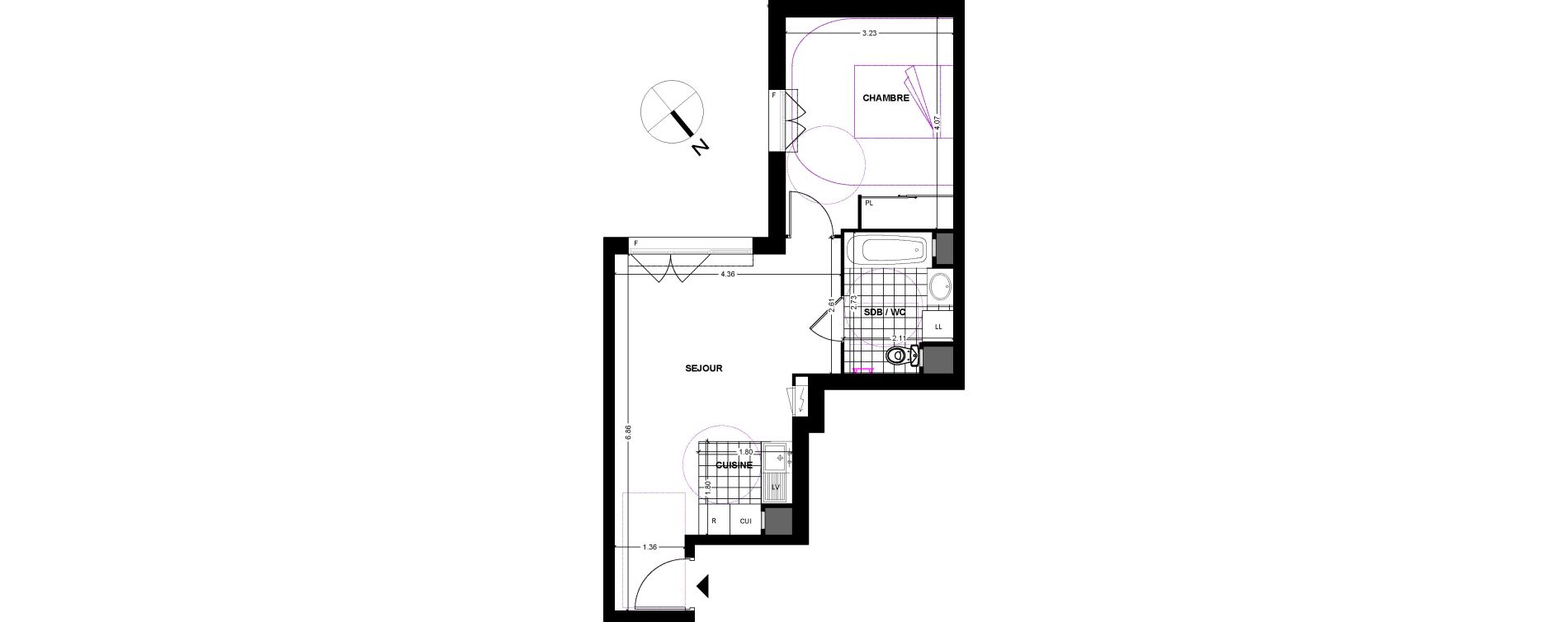 Appartement T2 de 40,93 m2 &agrave; Chilly-Mazarin Centre