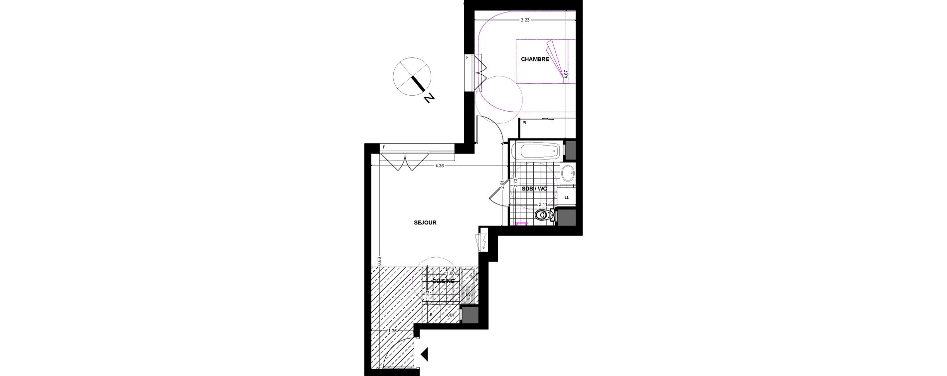 Appartement T2 de 40,93 m2 &agrave; Chilly-Mazarin Centre