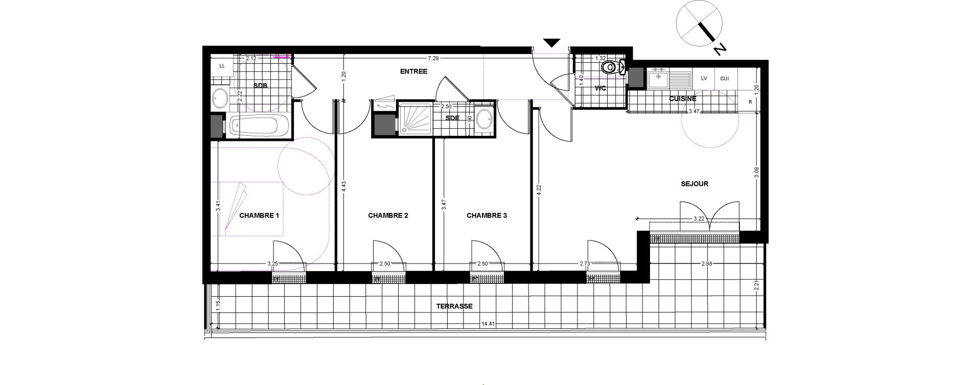 Appartement T4 de 74,03 m2 &agrave; Chilly-Mazarin Centre