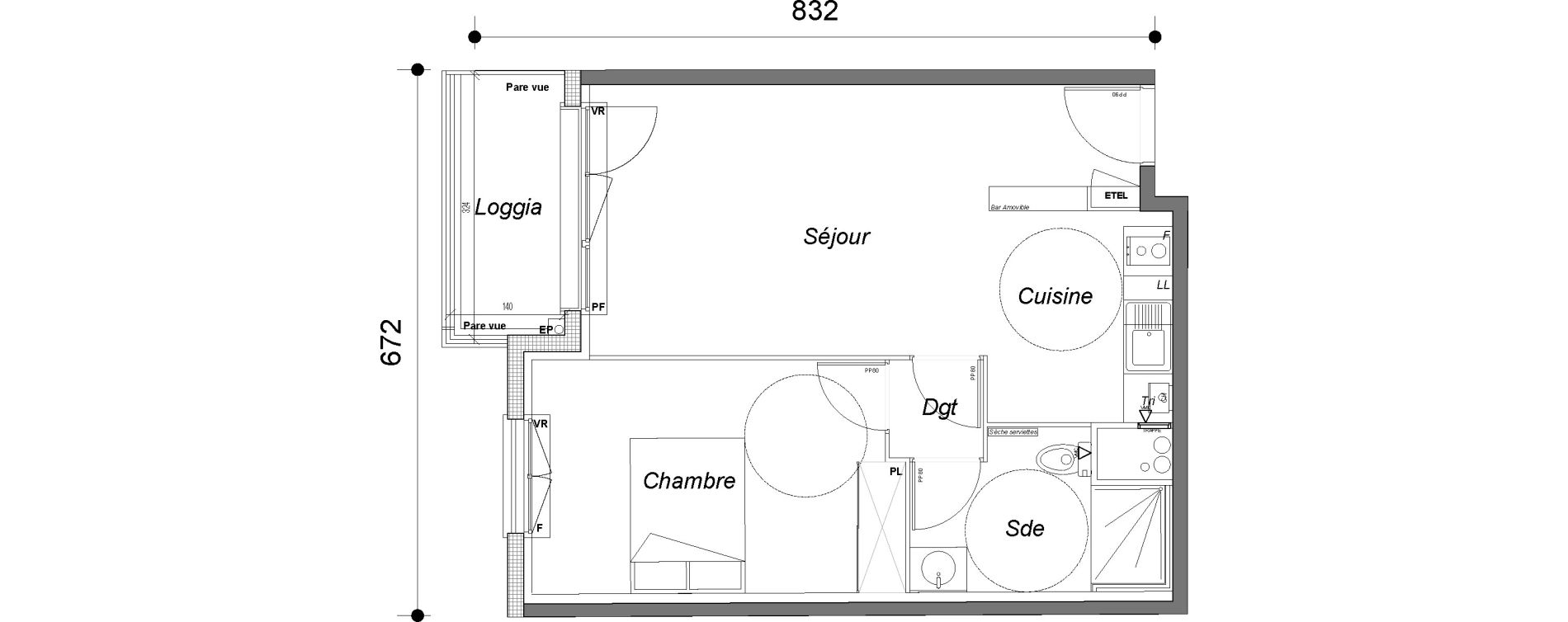 Appartement T2 de 43,60 m2 &agrave; Chilly-Mazarin Centre