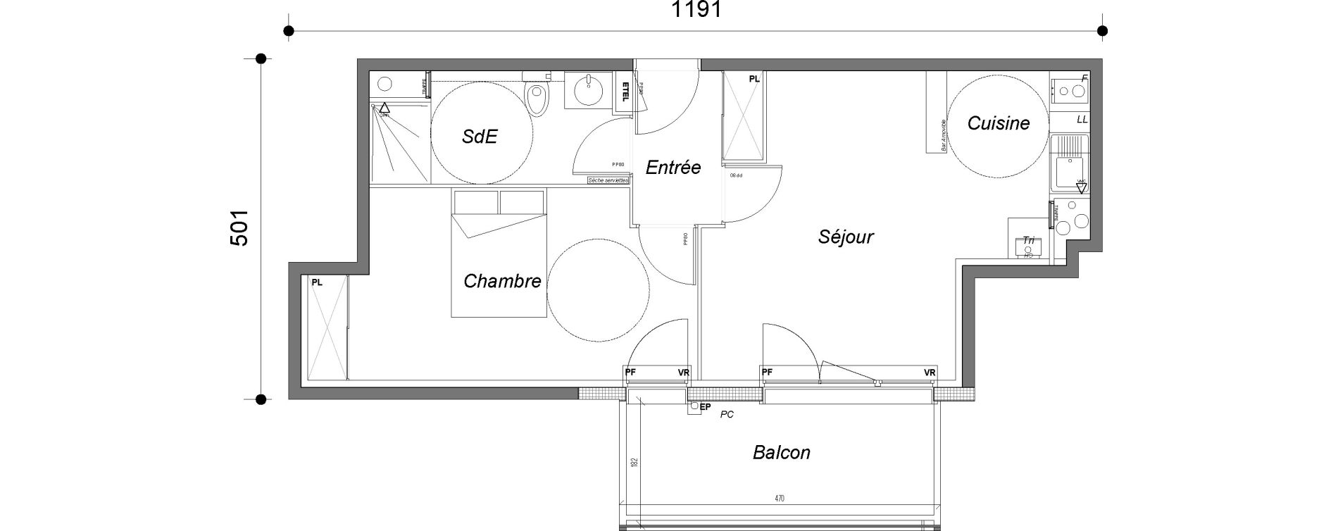 Appartement T2 de 43,90 m2 &agrave; Chilly-Mazarin Centre