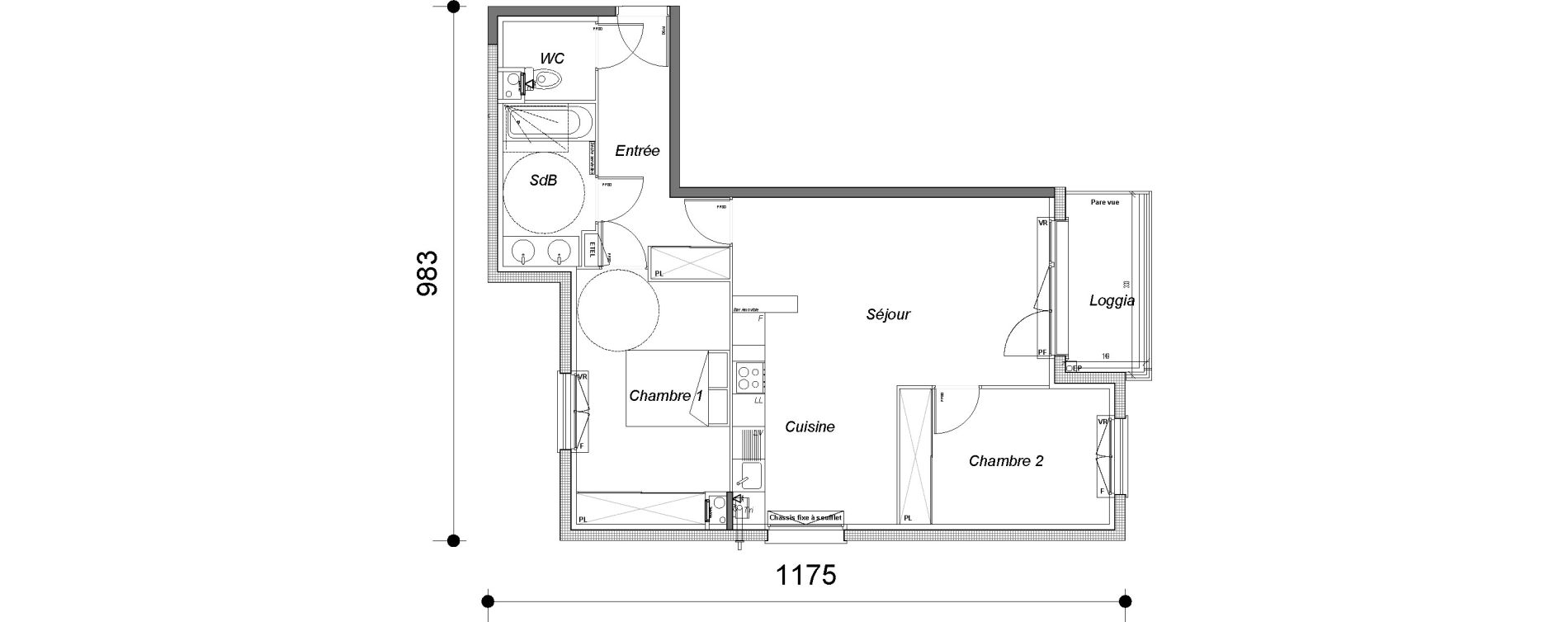 Appartement T3 de 64,85 m2 &agrave; Chilly-Mazarin Centre