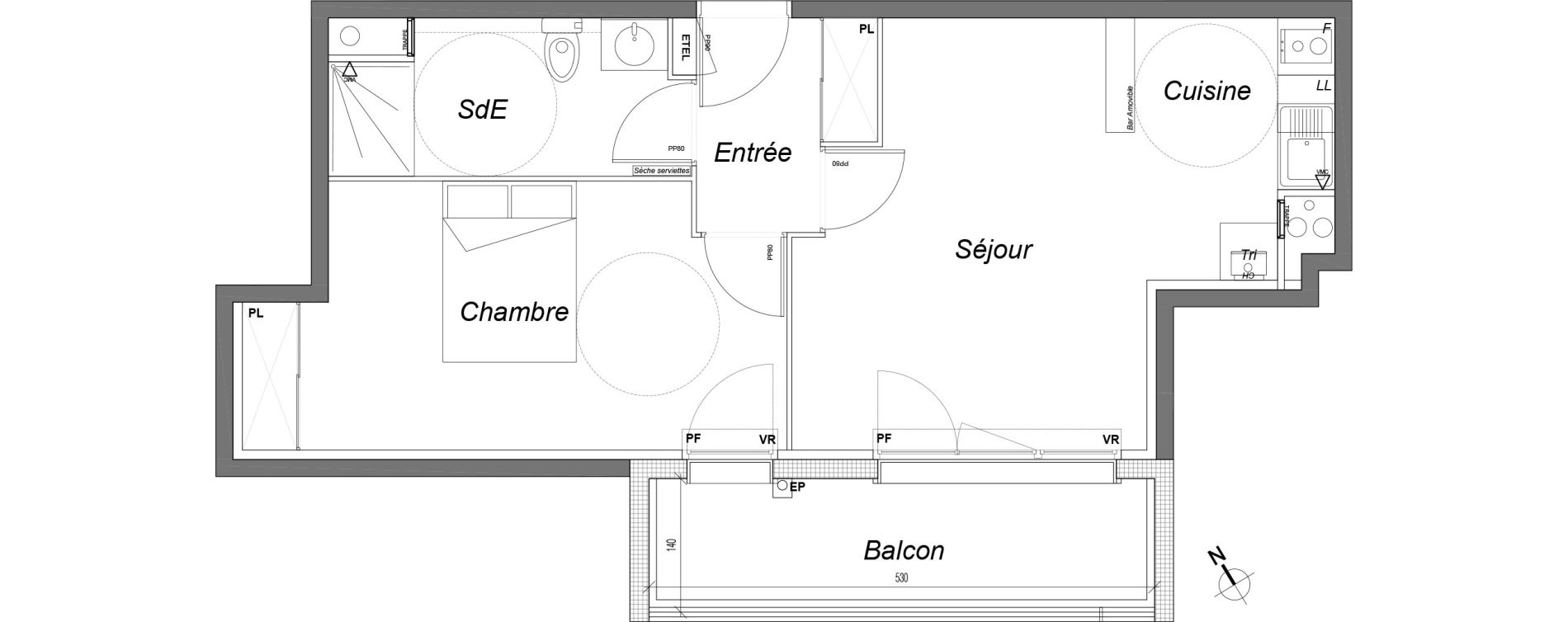 Appartement T2 de 43,90 m2 &agrave; Chilly-Mazarin Centre