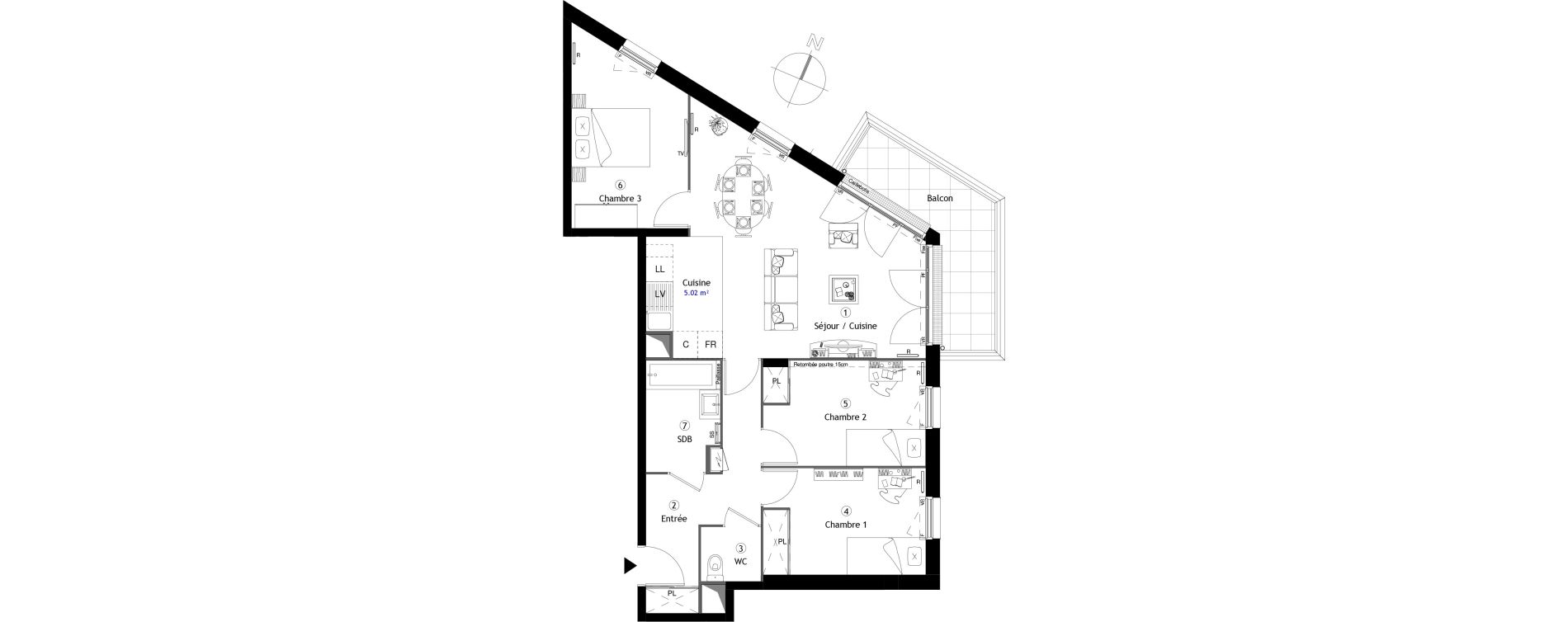 Appartement T4 de 75,60 m2 &agrave; Corbeil-Essonnes Centre