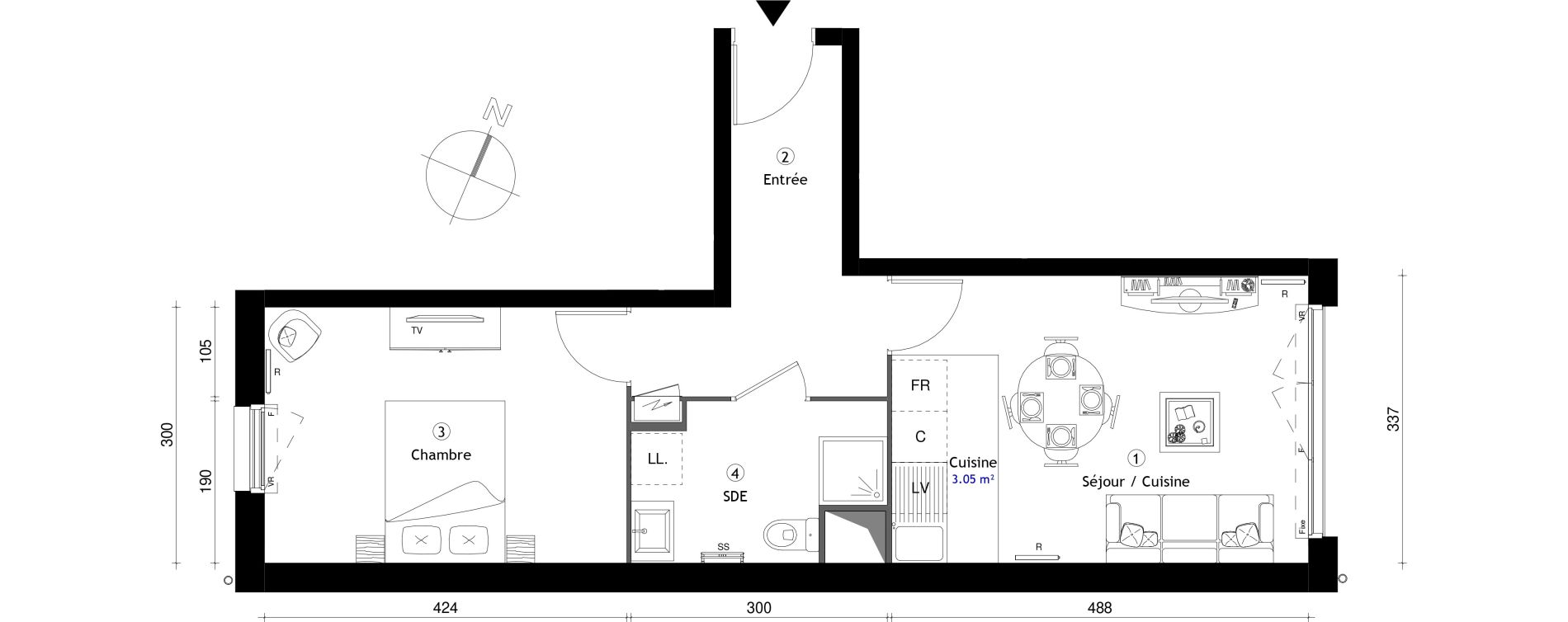 Appartement T2 de 41,30 m2 &agrave; Corbeil-Essonnes Centre