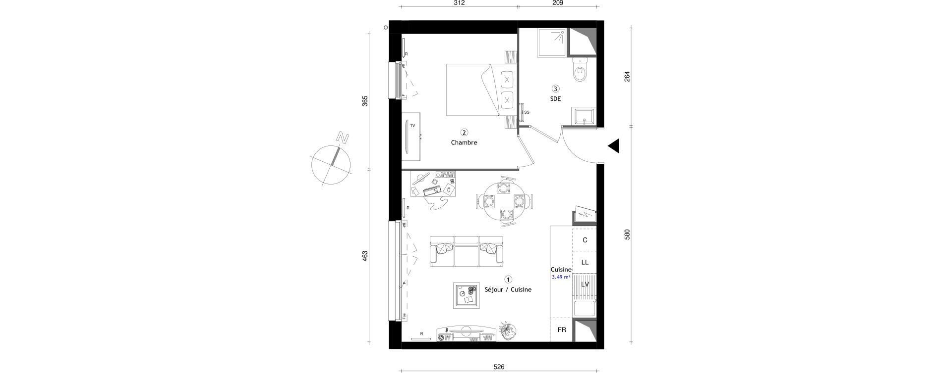 Appartement T2 de 42,40 m2 &agrave; Corbeil-Essonnes Centre