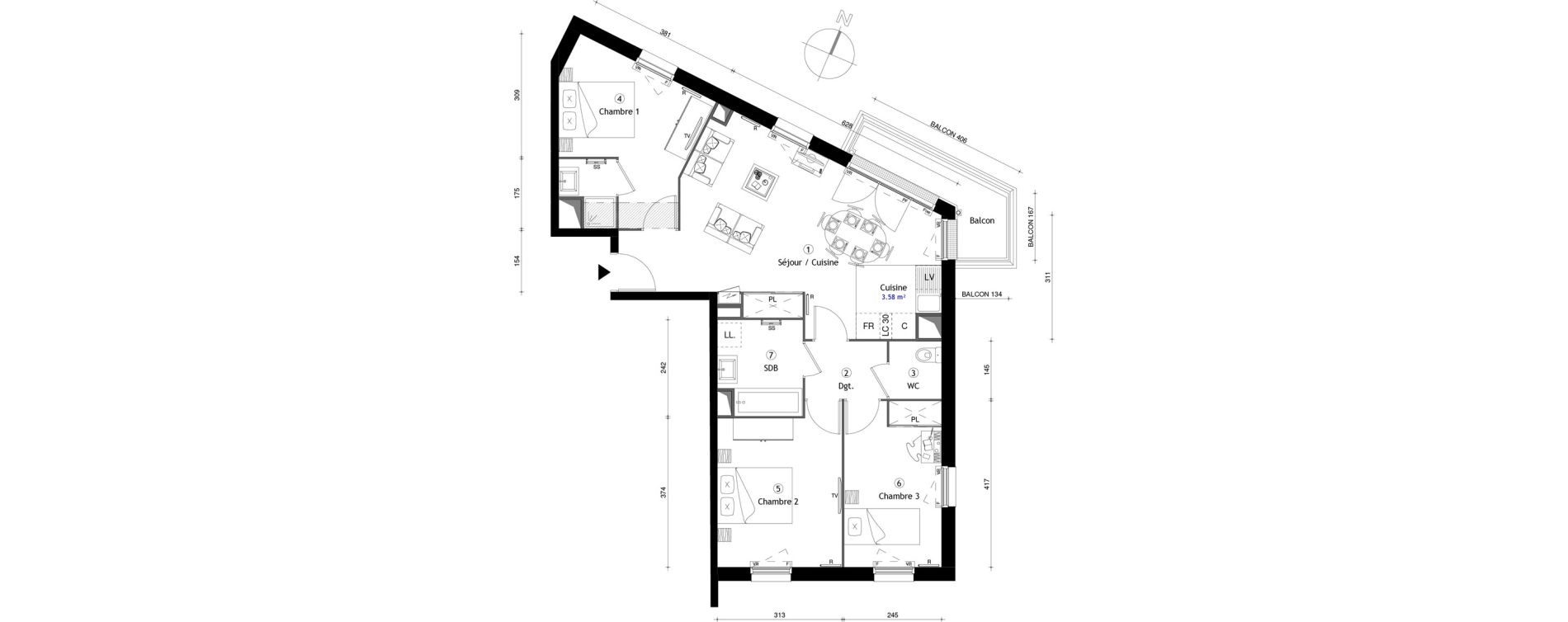 Appartement T4 de 74,50 m2 &agrave; Corbeil-Essonnes Centre