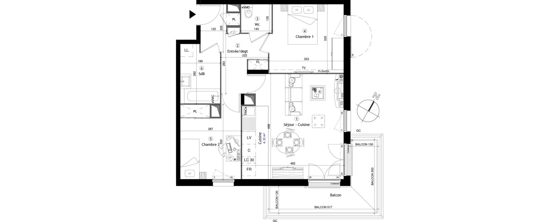 Appartement T3 de 59,70 m2 &agrave; Corbeil-Essonnes Centre
