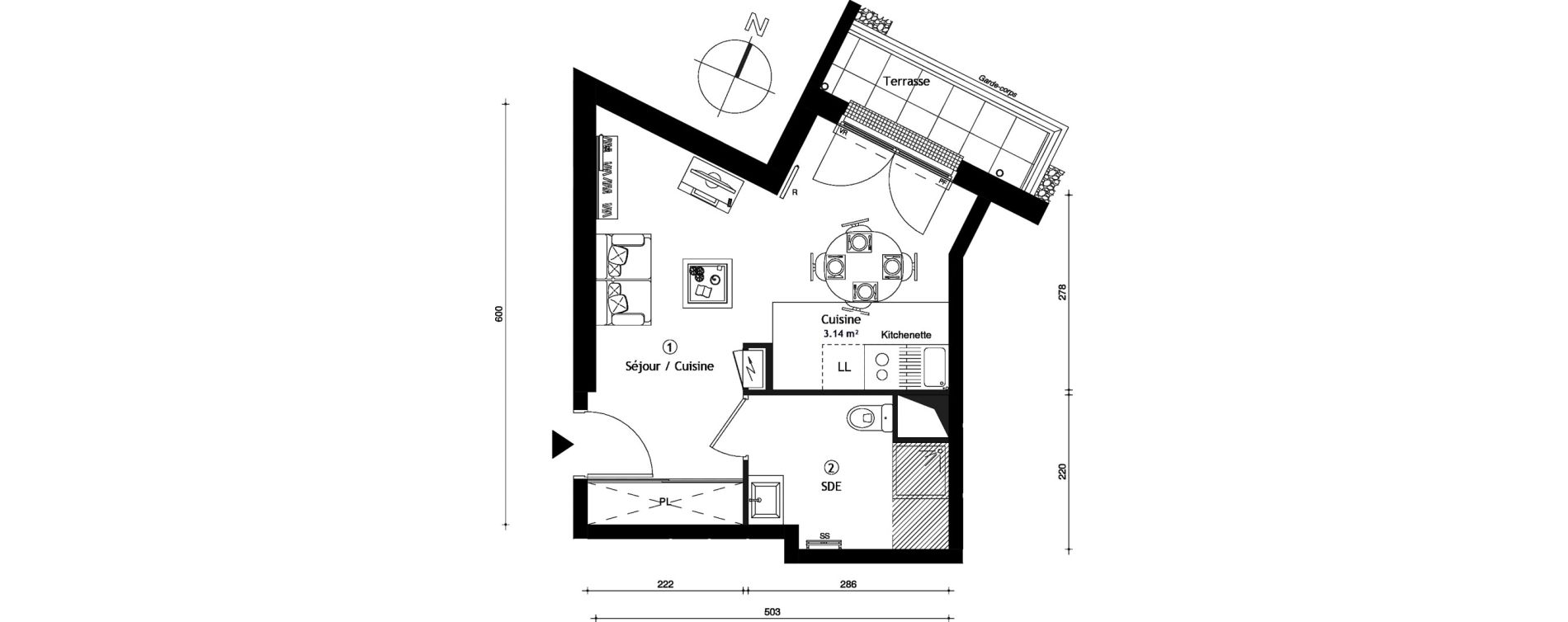 Appartement T1 de 27,00 m2 &agrave; Corbeil-Essonnes Centre