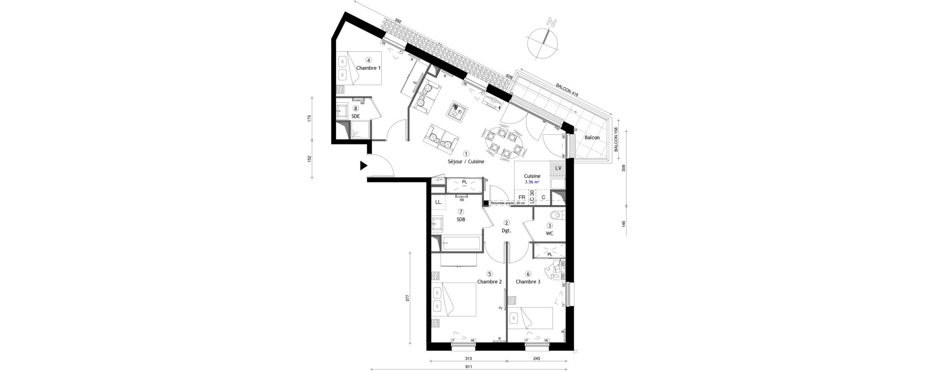Appartement T4 de 74,30 m2 &agrave; Corbeil-Essonnes Centre