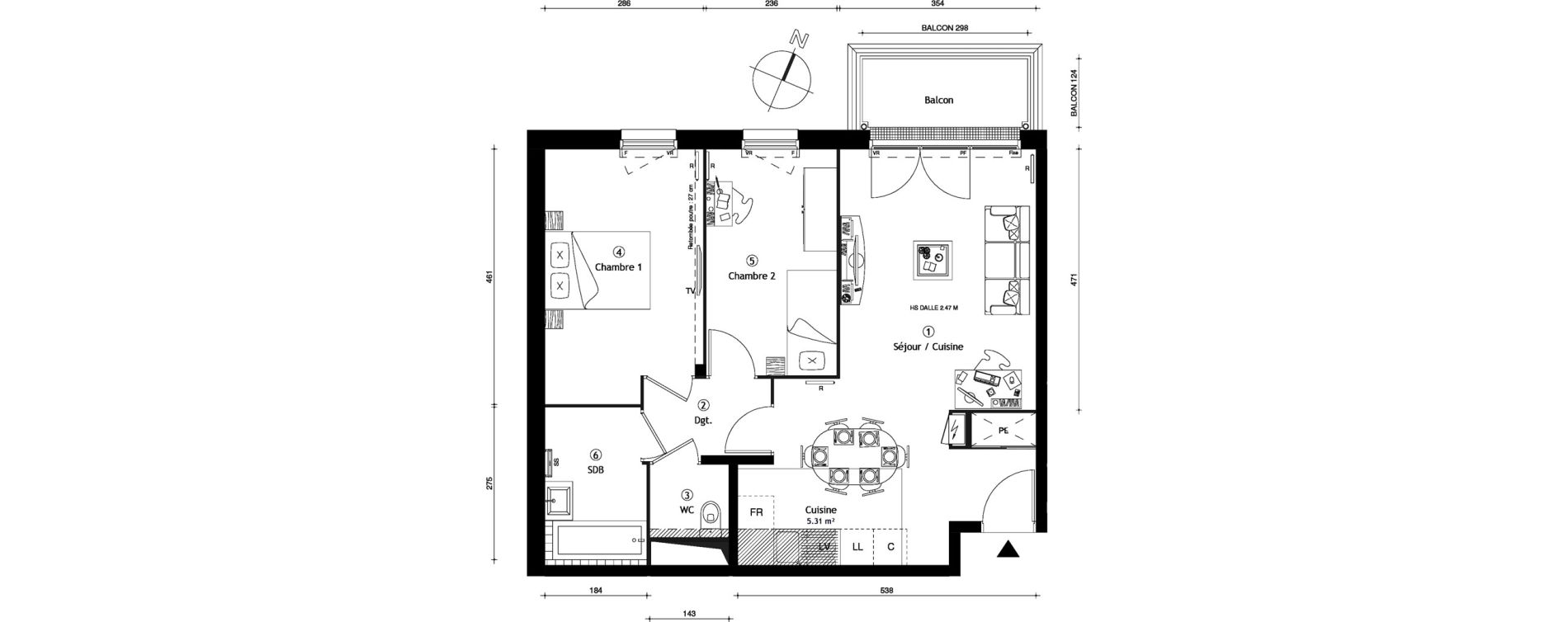 Appartement T3 de 62,80 m2 &agrave; Corbeil-Essonnes Centre