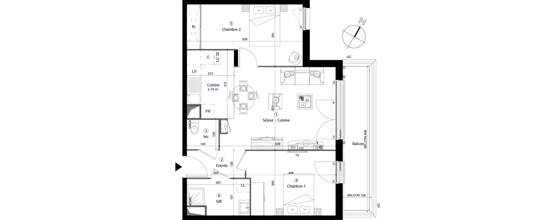 Appartement T3 de 58,90 m2 &agrave; Corbeil-Essonnes Centre