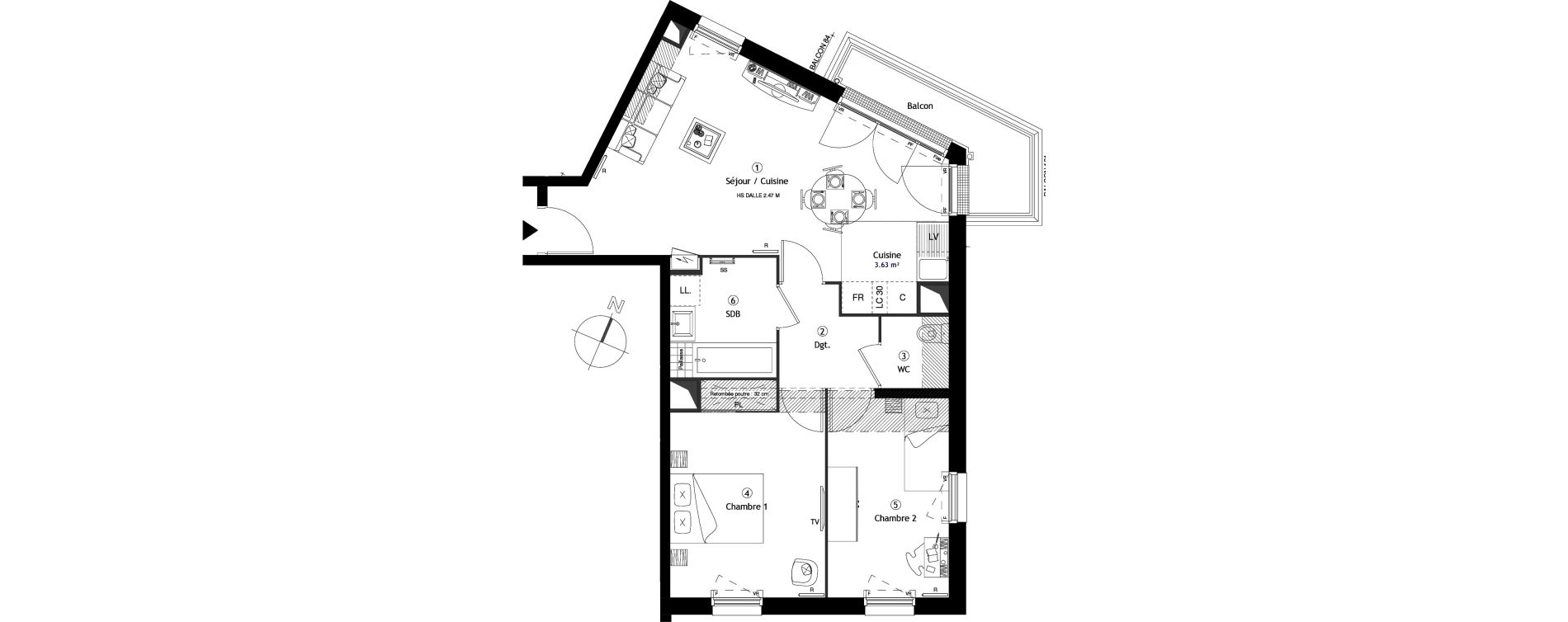 Appartement T3 de 61,50 m2 &agrave; Corbeil-Essonnes Centre